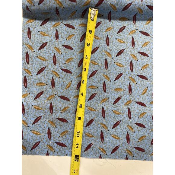 Nancy Zieman Cotton Fabric Cardinal Blue/Rust Feathers Fabrics Batch 119034 - Picture 5 of 5